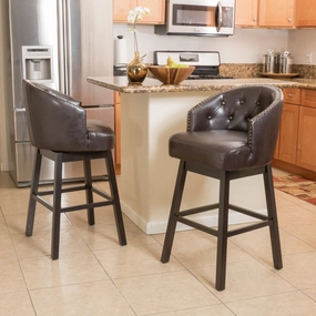 30-Inch Brown Leather Swivel Backed Barstool (Set of 2) - NH879592 kitchen accessories, table linens