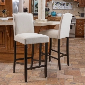 30-Inch Ivory Fabric Backed Barstool (Set of 2) - NH379592 kitchen accessories, table linens