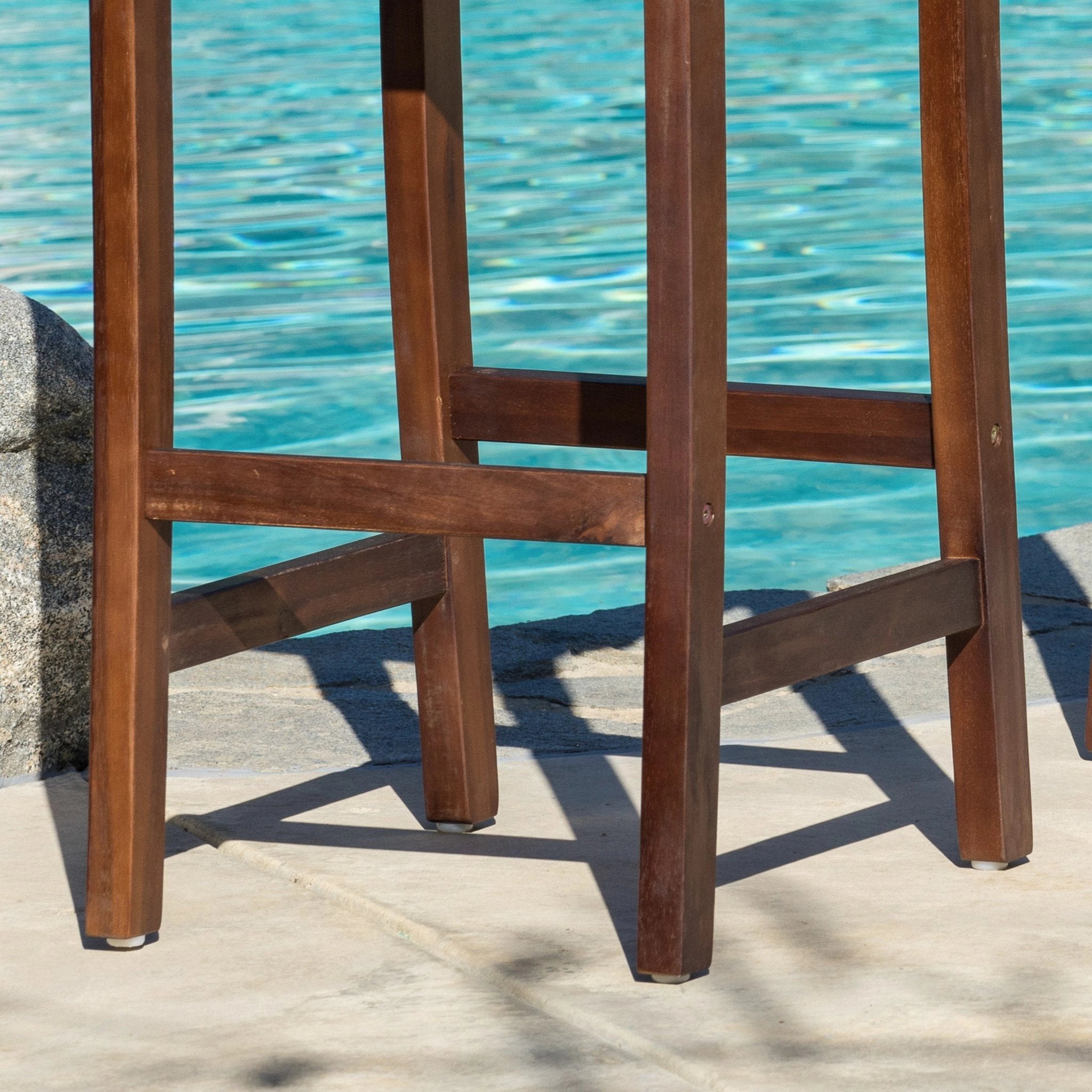 30-Inch  Mahogany Stained Wood Bar Stools (Set of 2) - NH053592
