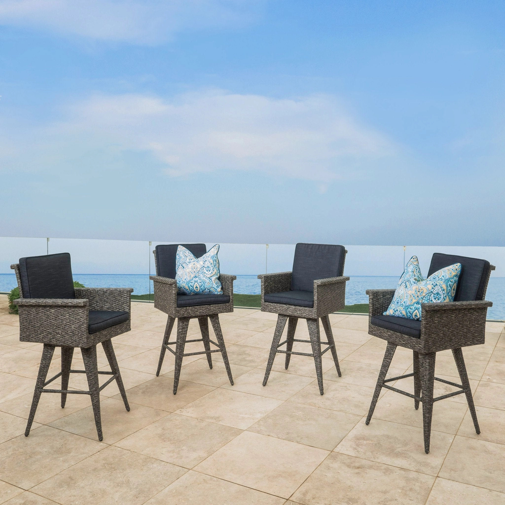 30-Inch Mixed Black Wicker Barstools (Set of 4) - NH794003 outdoor lounge chair, patio sofa
