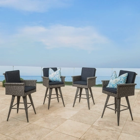 30-Inch Mixed Black Wicker Barstools (Set of 4) - NH794003 outdoor furniture, garden bench