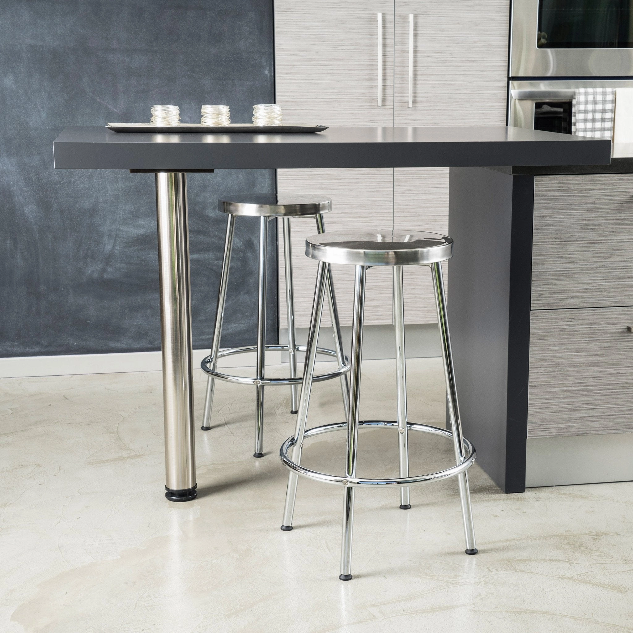 30-Inch Modern Design Chrome Steel Bar Stools (set of 2) - NH796632 kitchen accessories, table linens