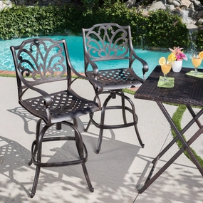 30-Inch Outdoor Bronze Finished Cast Aluminum Barstools - NH582103 outdoor furniture, garden bench