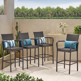 30-Inch Outdoor Brown Wicker Barstool (Set of 4) - NH749592 outdoor furniture, garden bench