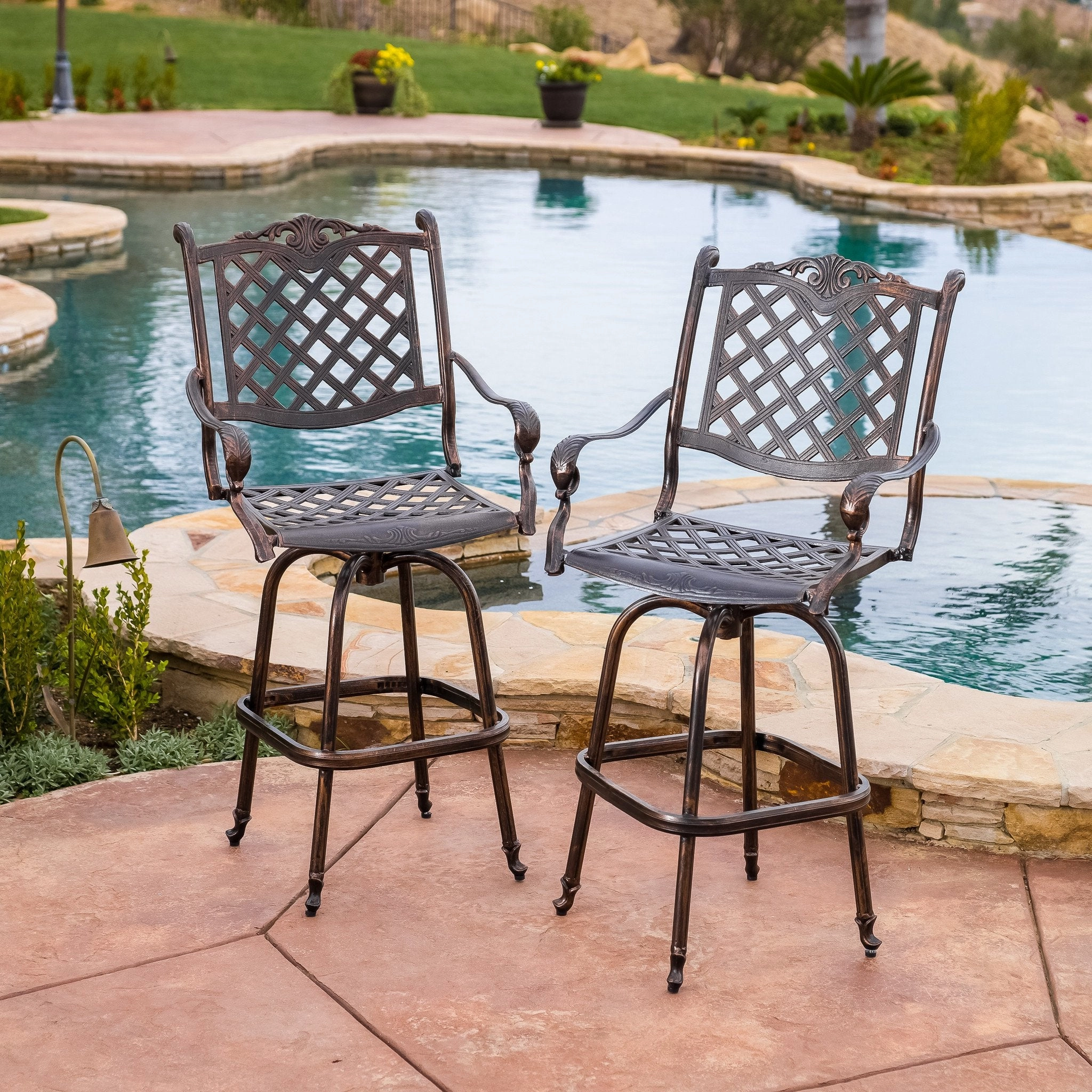 30-Inch Outdoor Cast Aluminum Bar Stools (Set of 2) - NH977832 outdoor lounge chair, patio sofa