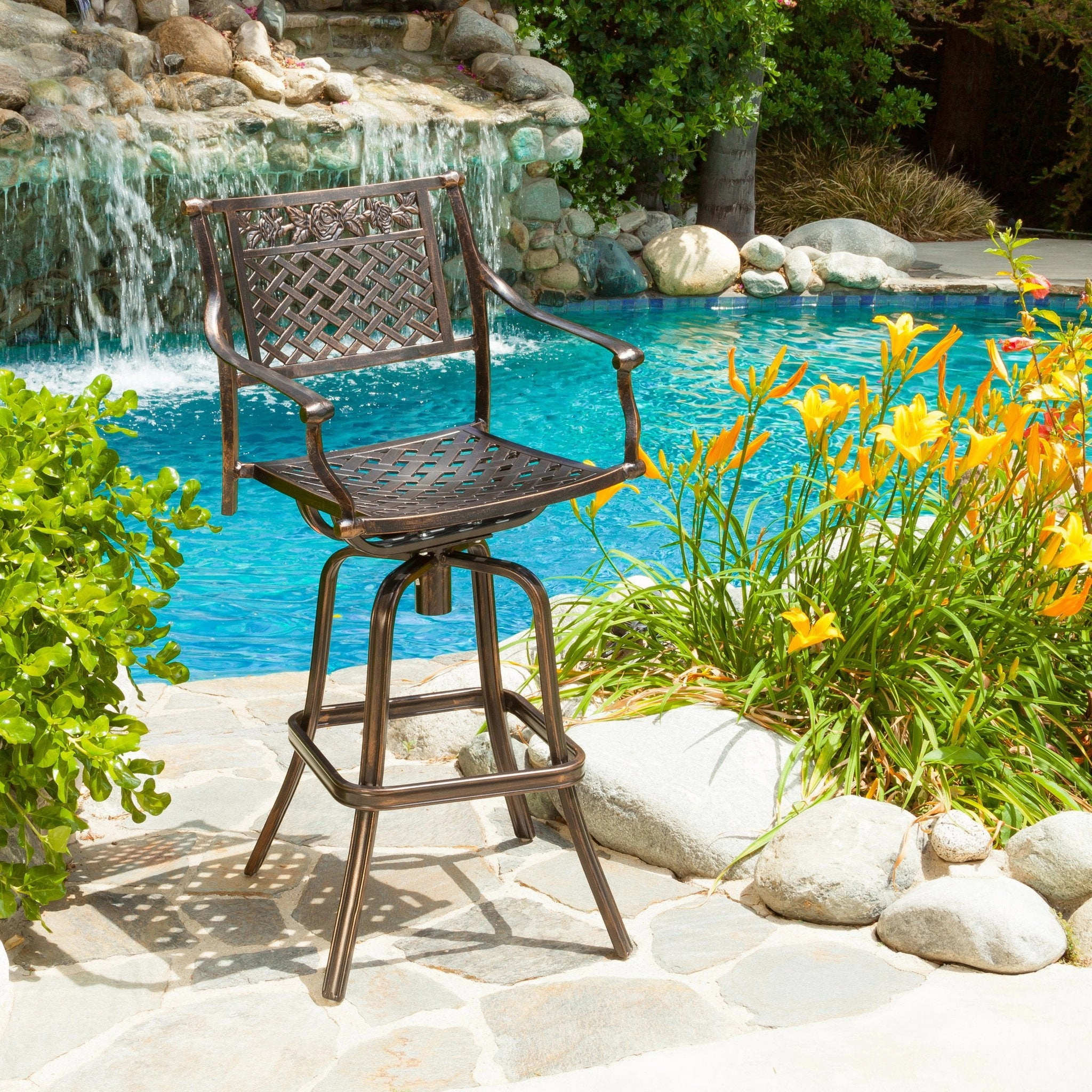 30-Inch Outdoor Cast Aluminum Swivel Bar Stool - NH250592 outdoor lounge chair, patio sofa