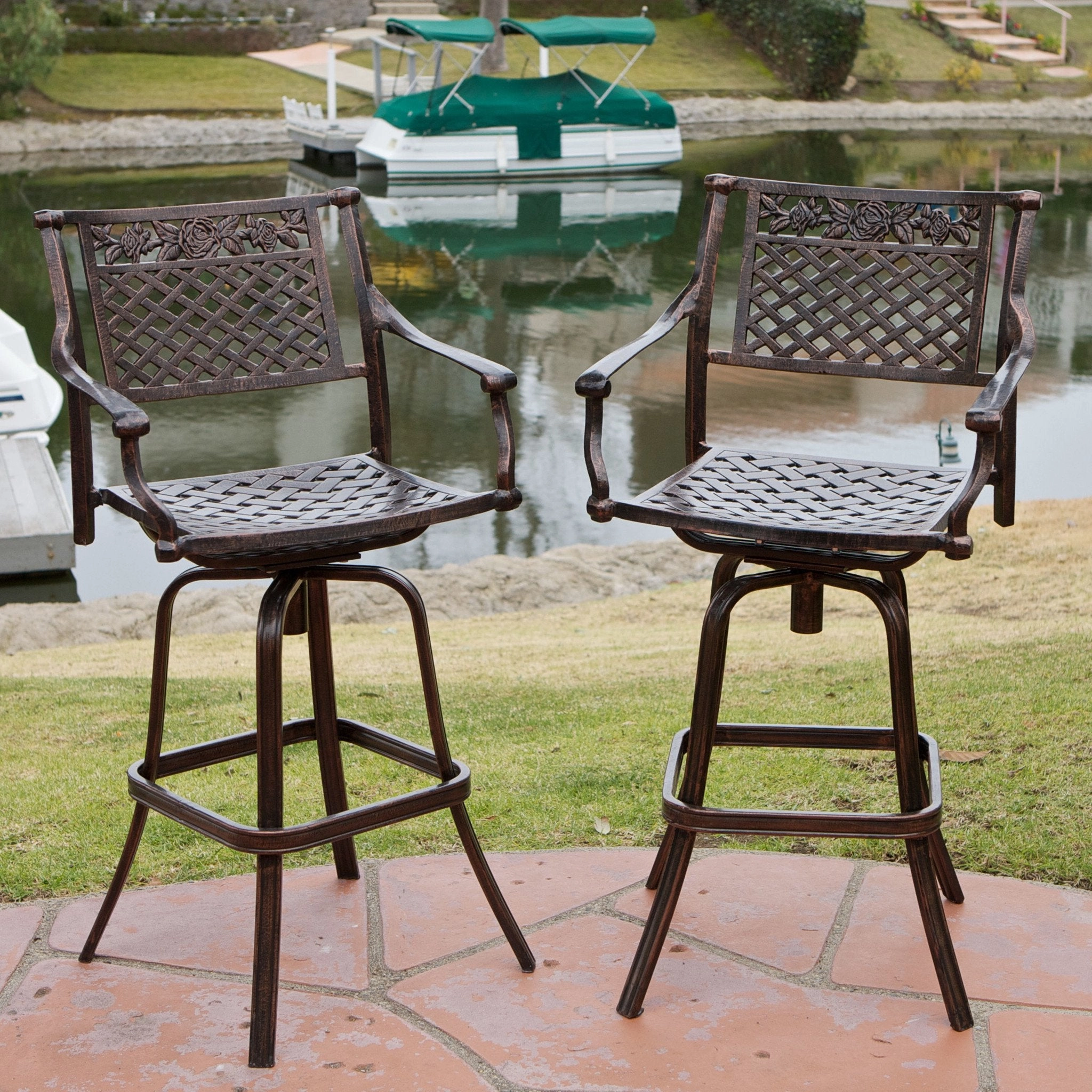 30-Inch Outdoor Cast Aluminum Swivel Bar Stools (Set of 2) - NH422832 outdoor lounge chair, patio sofa