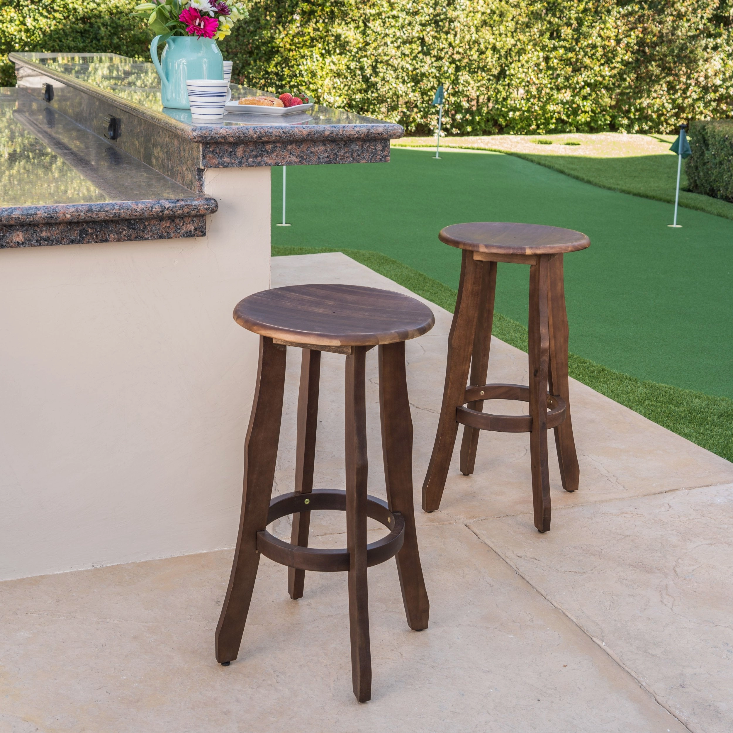 30-Inch Outdoor Dark Brown Finished Acacia Wood Barstools - NH720103 outdoor lounge chair, patio sofa
