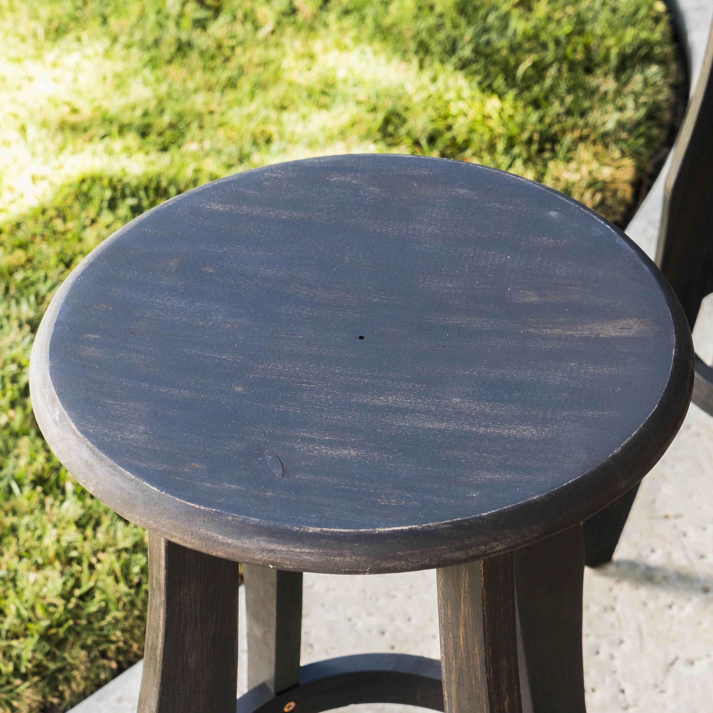 30-Inch Outdoor Dark Grey Finished Acacia Wood Barstools - NH531103