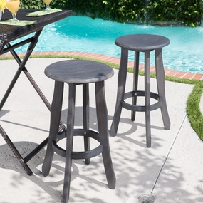 30-Inch Outdoor Dark Grey Finished Acacia Wood Barstools - NH531103 outdoor furniture, garden bench