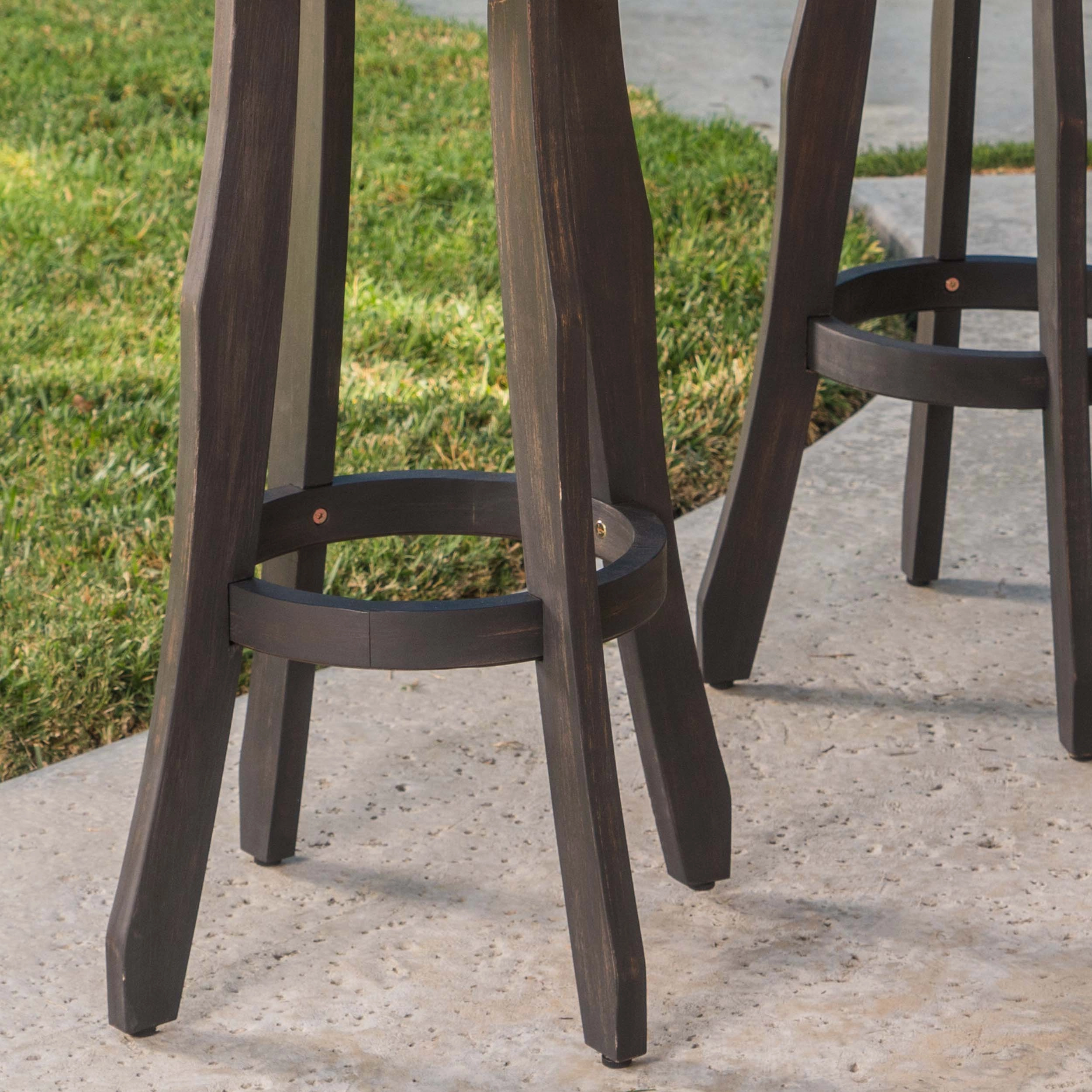 30-Inch Outdoor Dark Grey Finished Acacia Wood Barstools - NH531103