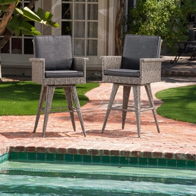 30-Inch Outdoor Gray Wicker Barstool (set of 2) - NH820992 outdoor furniture, garden bench