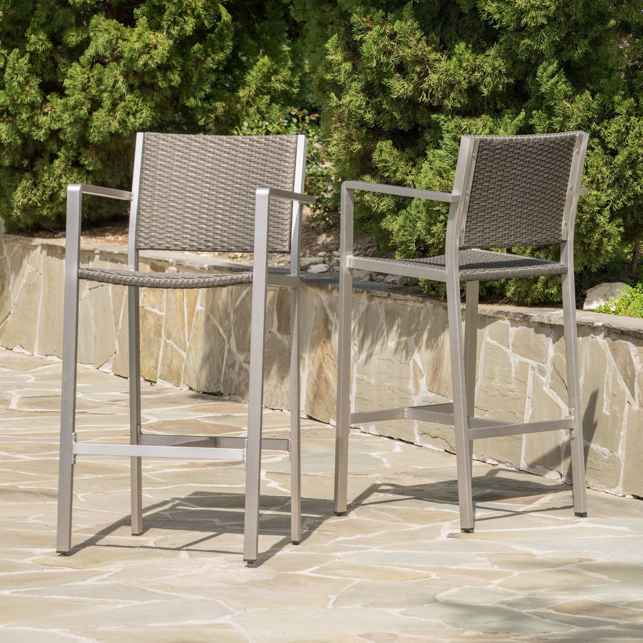 30-Inch Outdoor Grey Wicker Barstools (Set of 2) - NH553003 outdoor lounge chair, patio sofa