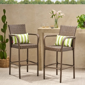 30-Inch Outdoor Mix Mocha Wicker Barstool - NH073003 outdoor furniture, garden bench