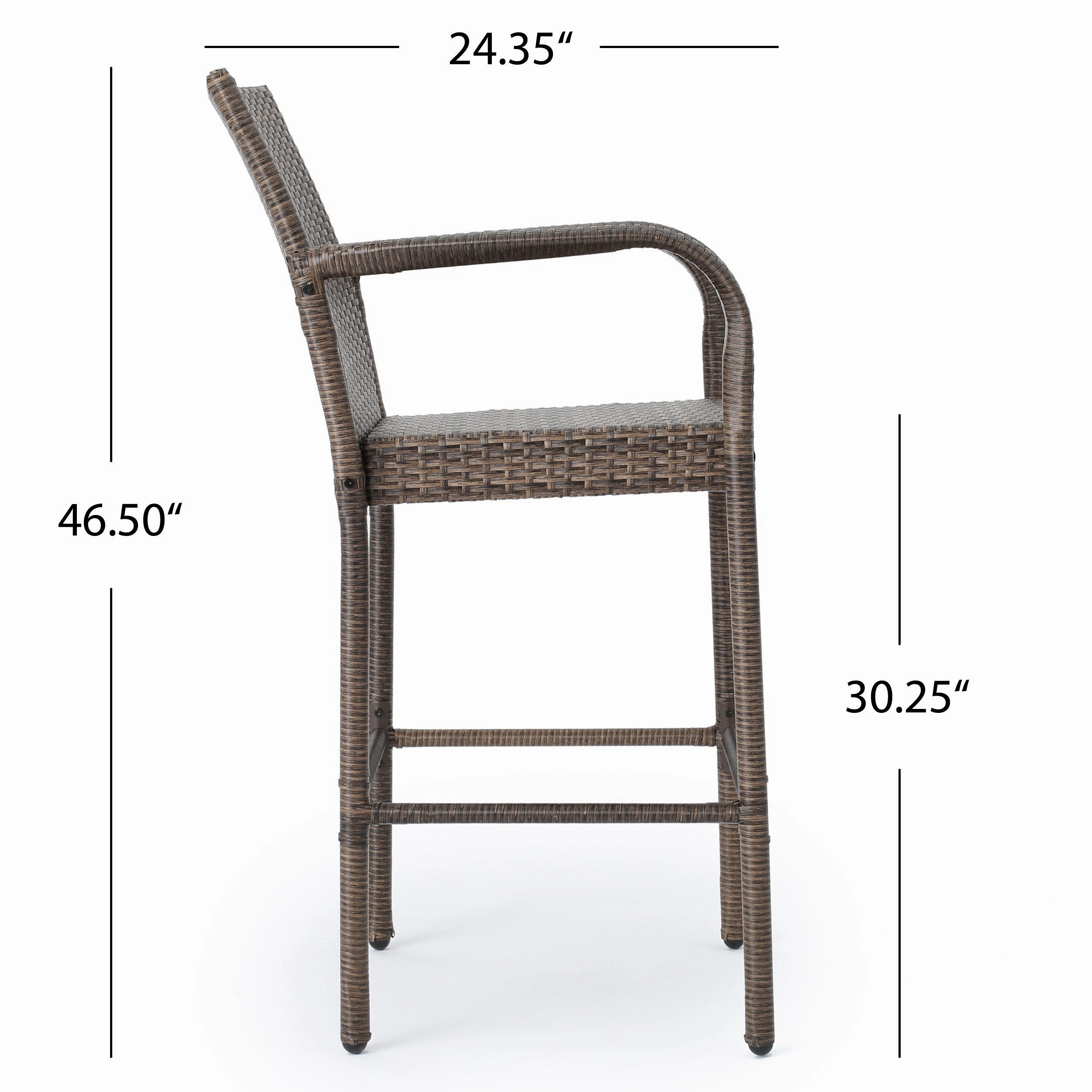 30-Inch Outdoor Mix Mocha Wicker Barstool - NH073003
