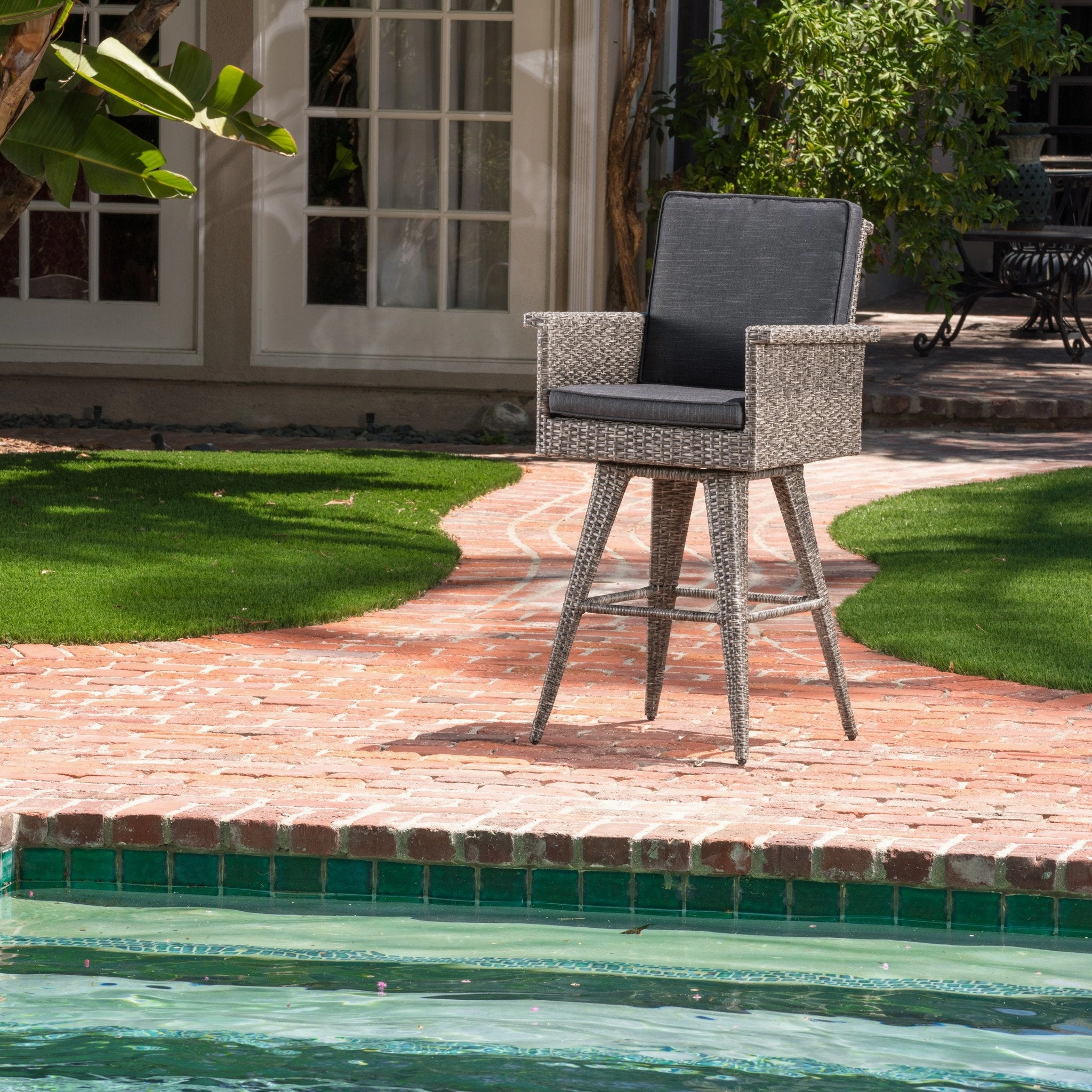 30-Inch Outdoor Wicker Barstool with Water Resistant Cushions - NH833003 outdoor lounge chair, patio sofa