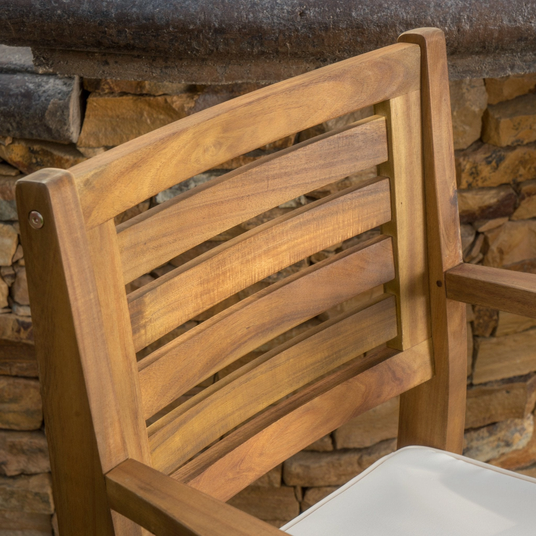 30-Inch Teak Finish Acacia Wood Outdoor Barstools - NH538992