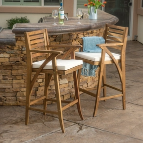 30-Inch Teak Finish Acacia Wood Outdoor Barstools - NH538992 outdoor furniture, garden bench
