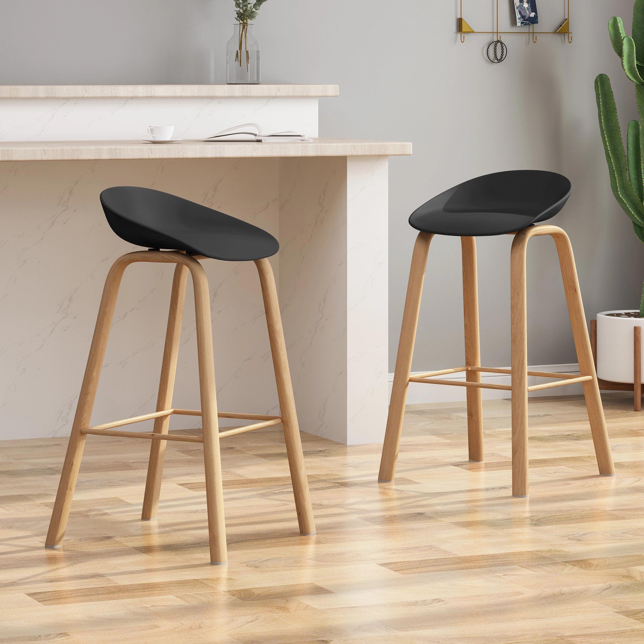 30" Modern Barstool with Iron Legs (Set of 2) - NH259803