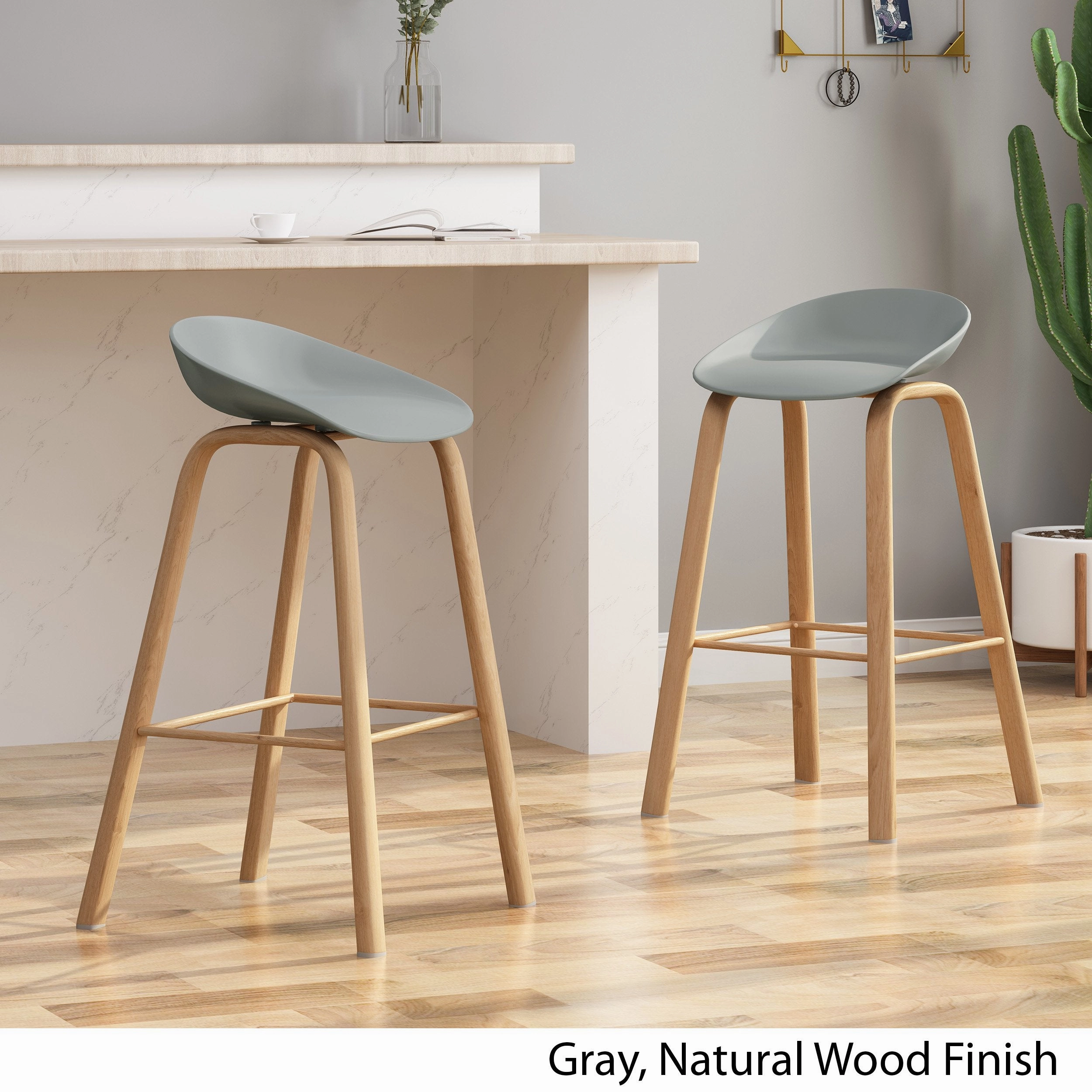 30" Modern Barstool with Iron Legs (Set of 2) - NH259803