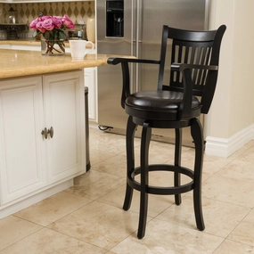 31-Inch Armed Espresso Leather Swivel Barstool - NH918692 kitchen accessories, table linens