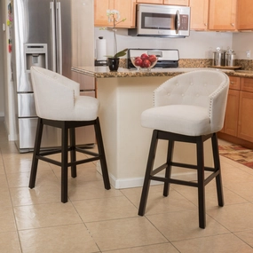 31-Inch Beige Fabric Swivel Backed Barstool (Set of 2) - NH779592 kitchen accessories, table linens