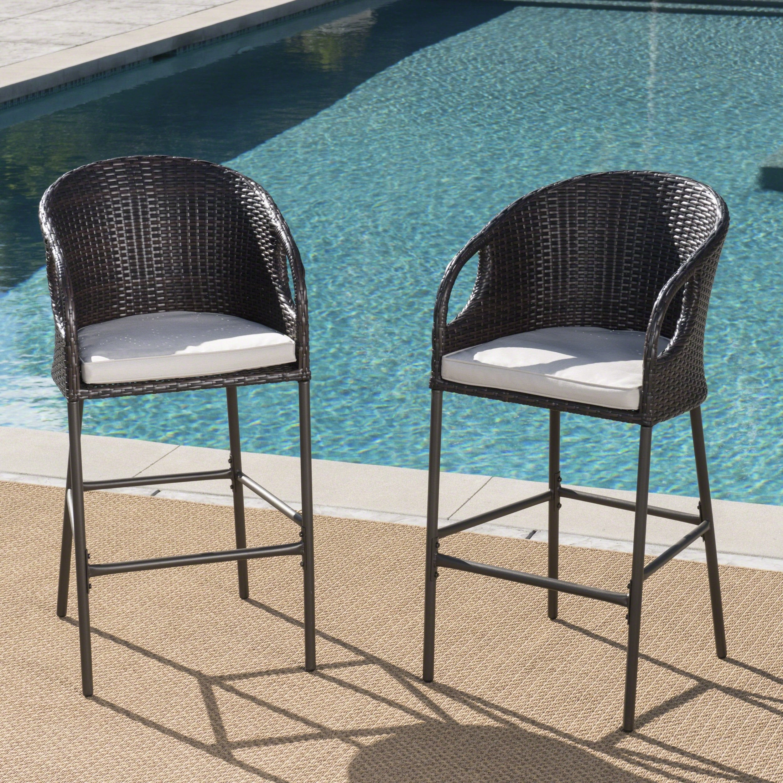 31-Inch Outdoor Wicker Barstools with Water Resistant Cushions - NH118203 outdoor lounge chair, patio sofa