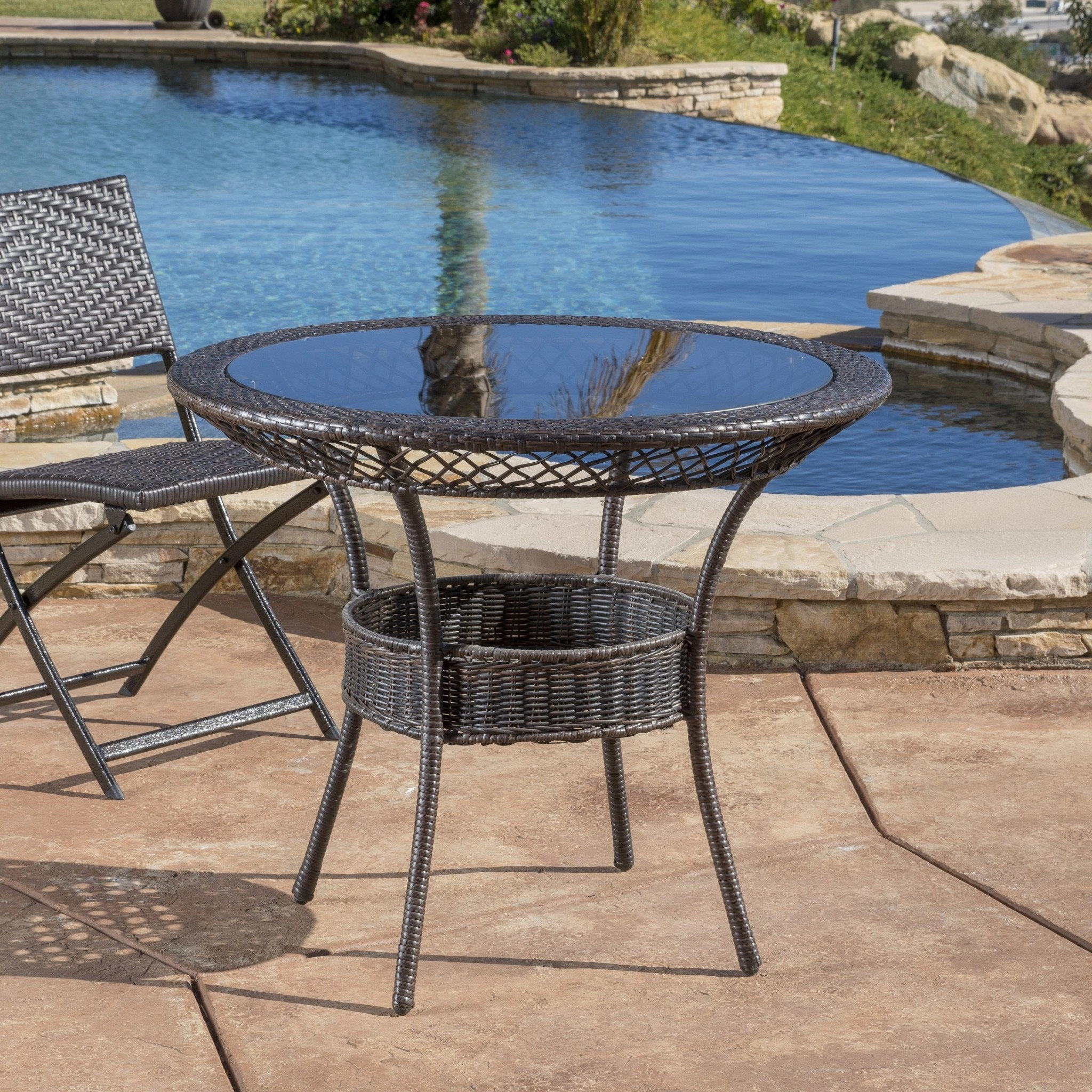 34-inch Round Outdoor Wicker Dining Table - NH225692 outdoor lounge chair, patio sofa
