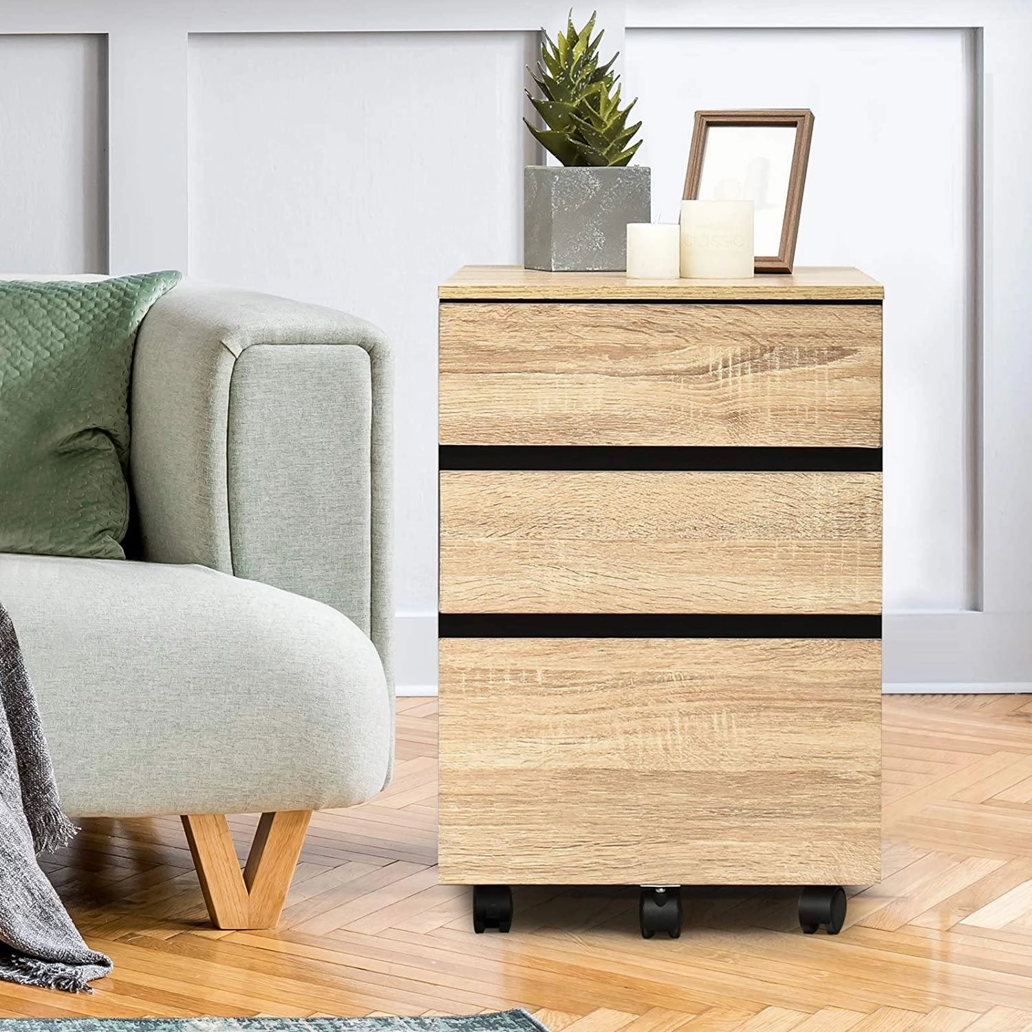 3-Drawer Mobile File Cabinet Under Desk for Legal Letter File Home Storage