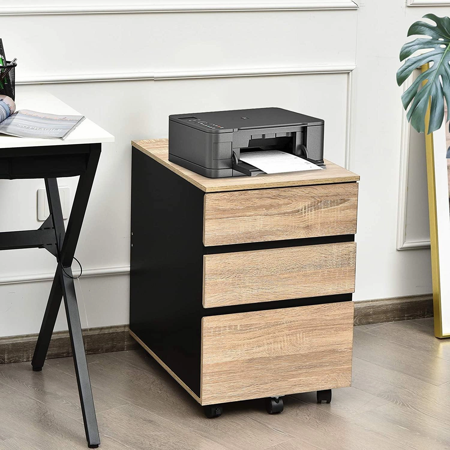 3-Drawer Mobile File Cabinet Under Desk for Legal Letter File Home Storage