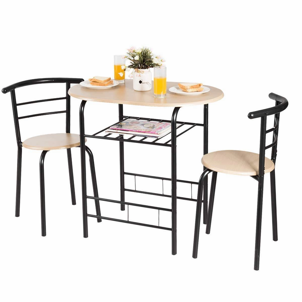 3 Piece Dining Set Compact 2 Chairs and Table