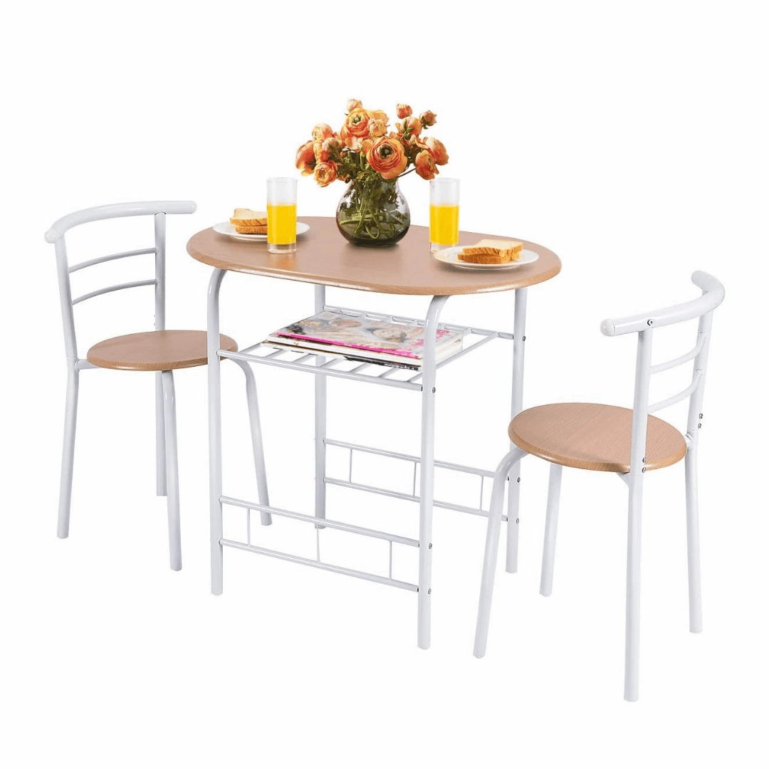 3 Piece Dining Set Compact 2 Chairs and Table