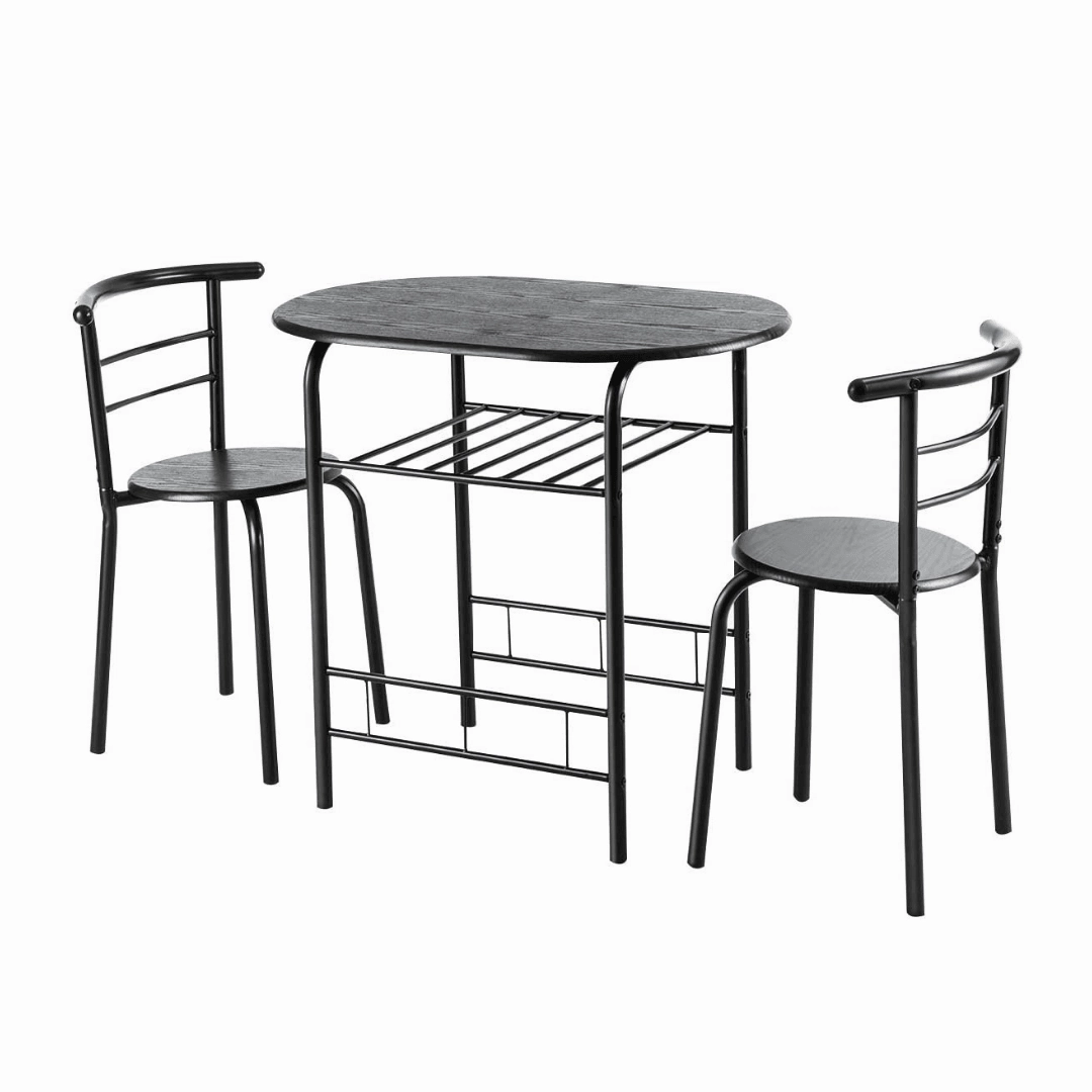 3 Piece Dining Set Compact 2 Chairs and Table