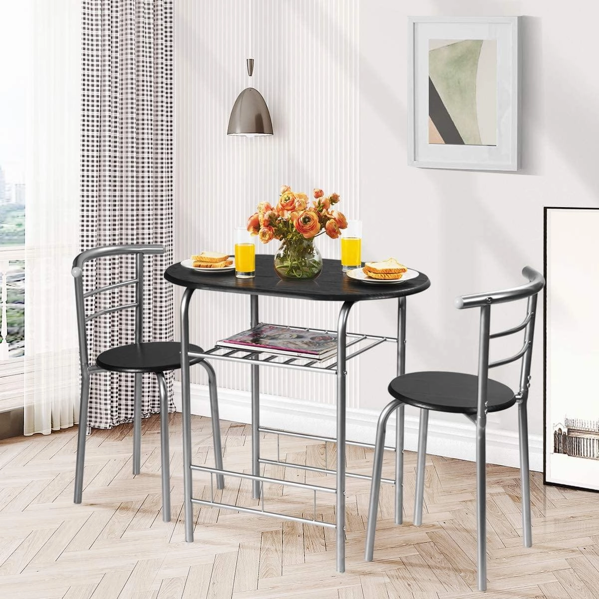 3 Piece Dining Set Compact 2 Chairs and Table