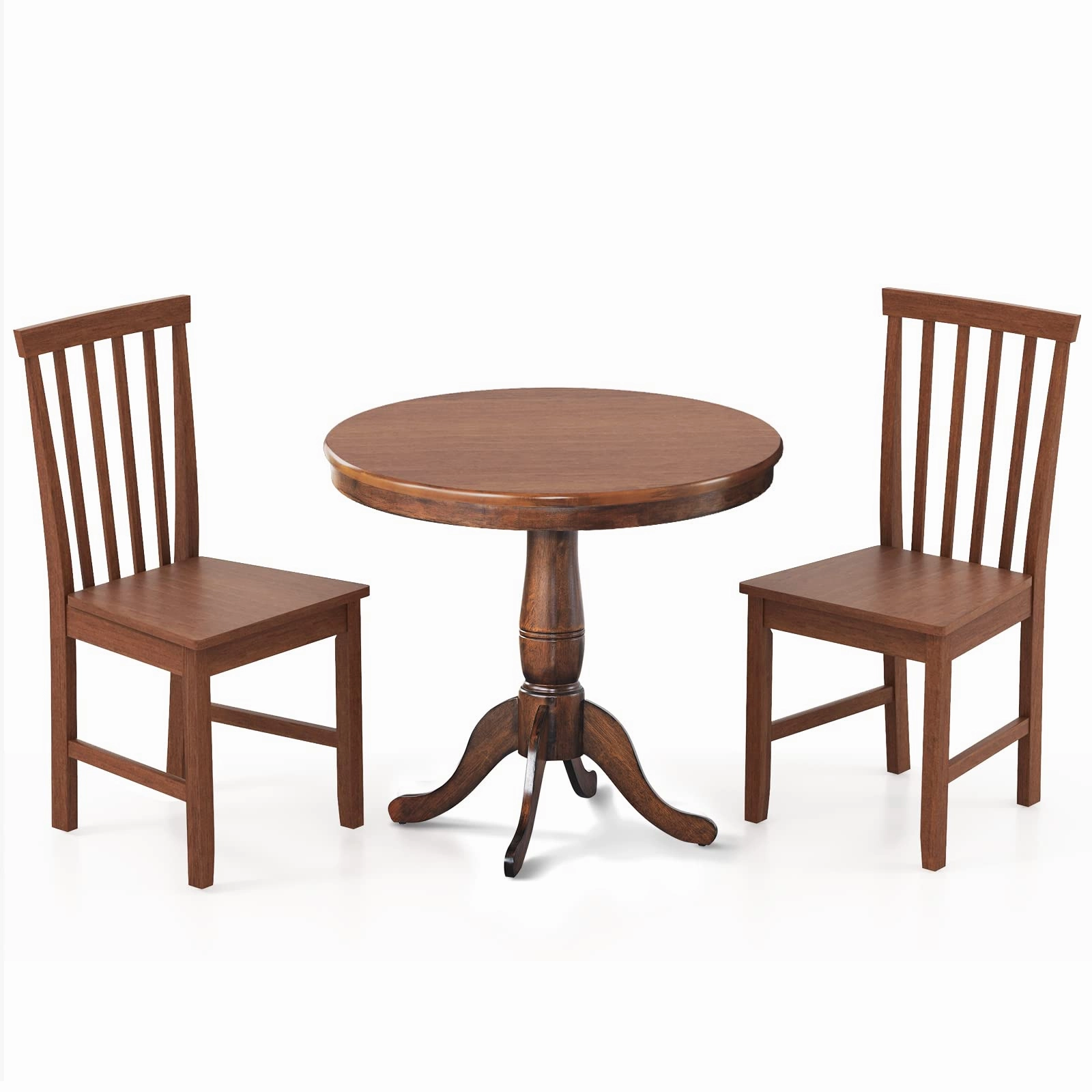3-Piece Kitchen Table Set, Mid-Century Round Dining Table & Chairs Set for 2, Walnut kitchen towel, placemats