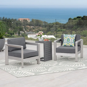 3-piece Outdoor Aluminum Club Chairs with Side Table - NH084603 outdoor furniture, garden bench