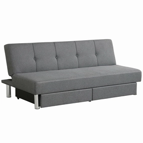 3-Seat Convertible Sofa Bed,Long Sofa w/ 2 Large Drawers, Ergonomic Sleeper w/ 3 Adjustable Angles storage ottoman, pouf