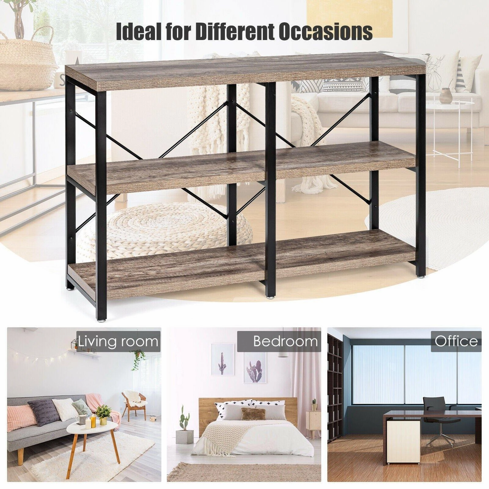 3-Tier Console Table Sofa Side Table, Entryway Foyer Table