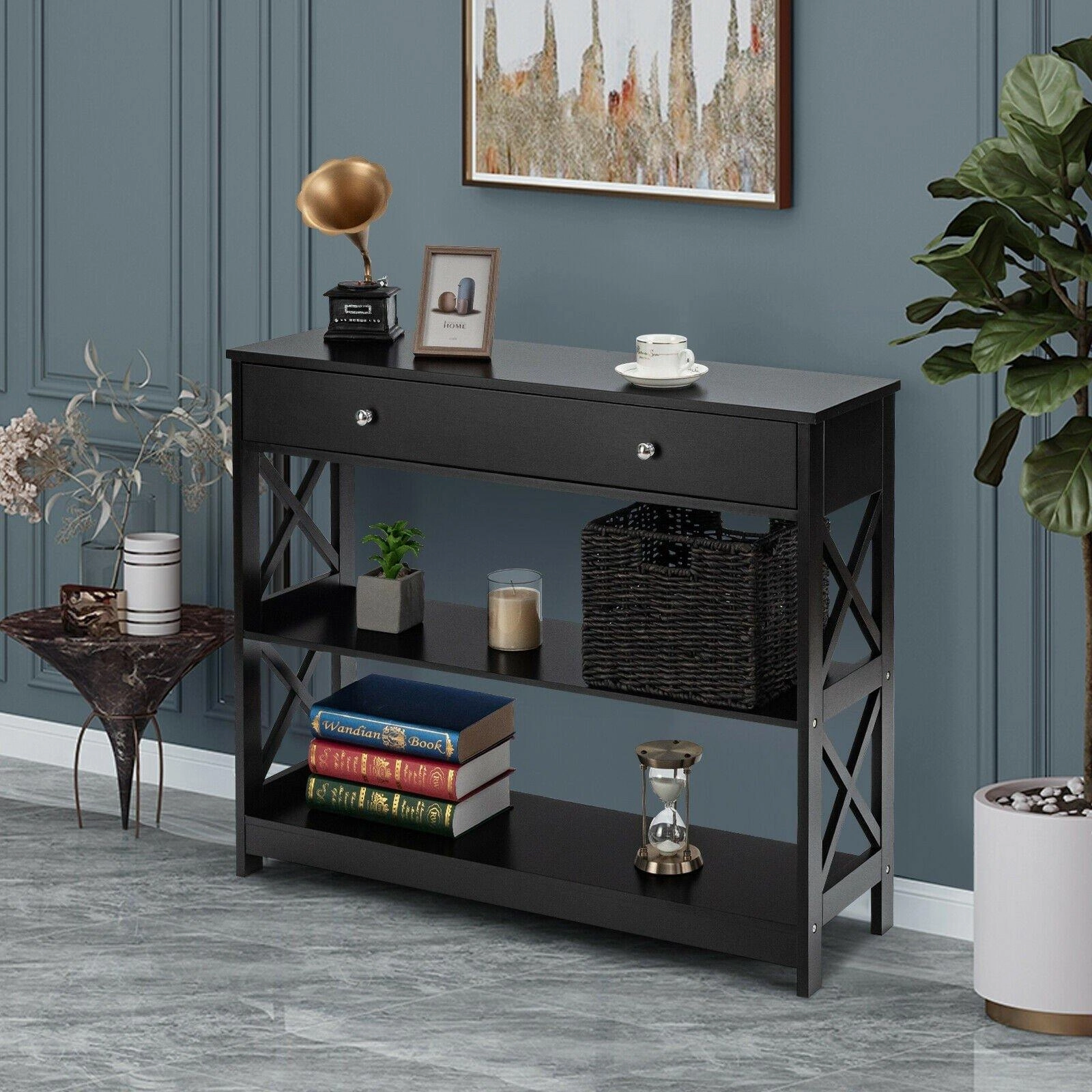 3-Tier Console Table with Drawers