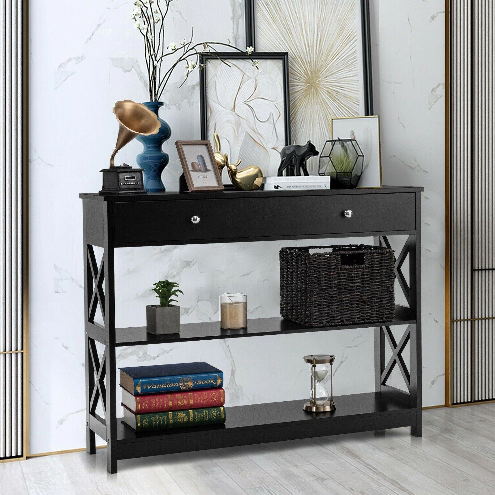 3-Tier Console Table with Drawers