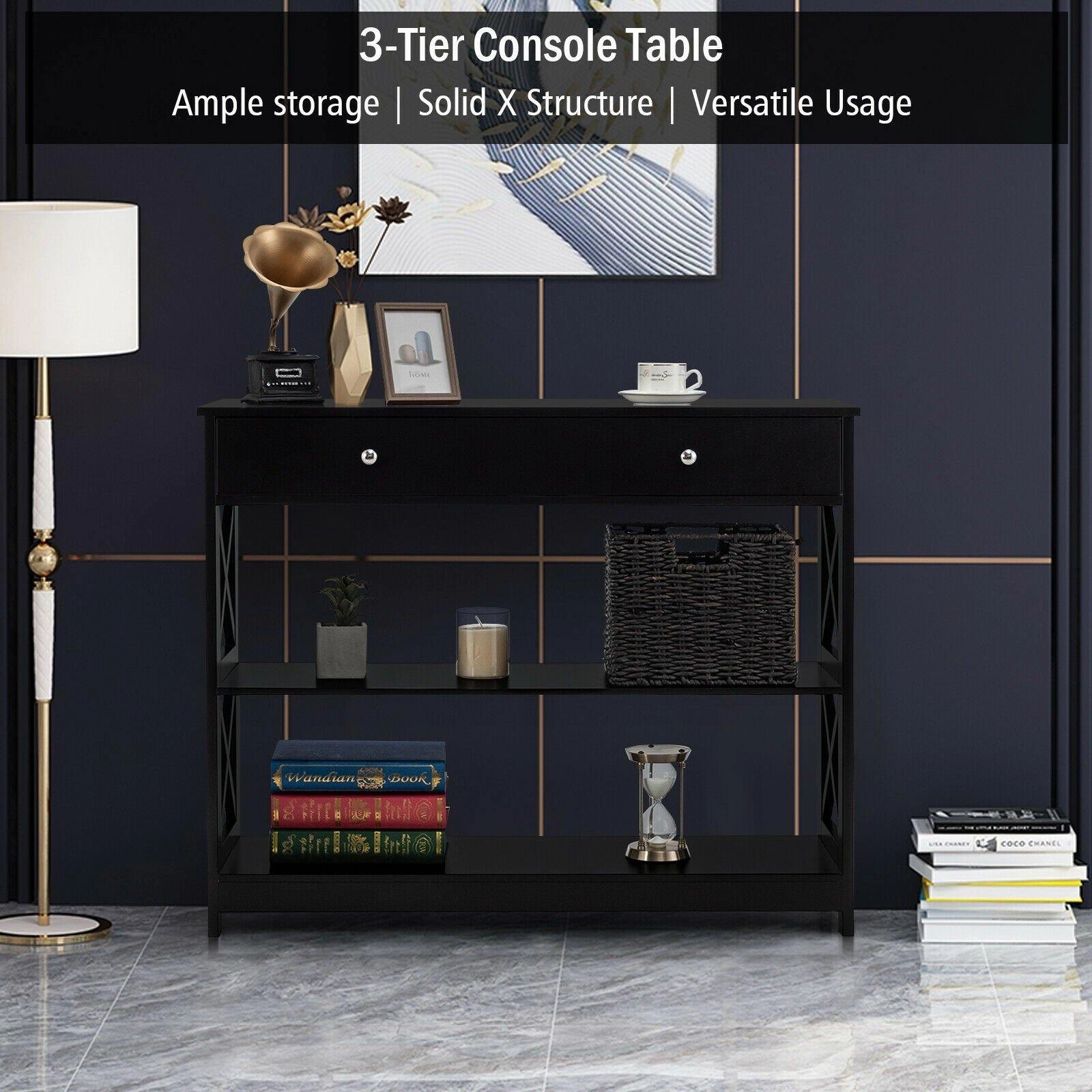 3-Tier Console Table with Drawers