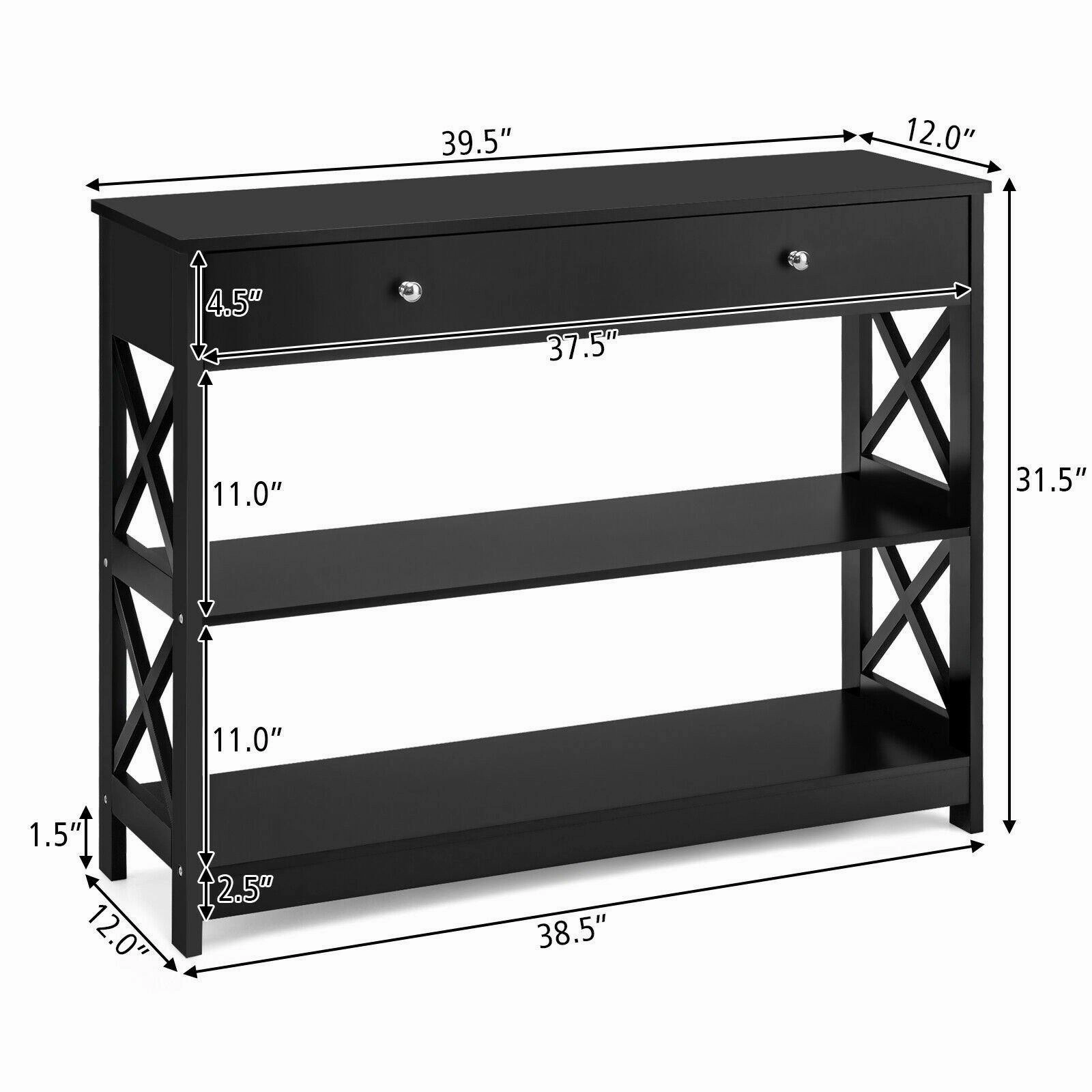 3-Tier Console Table with Drawers