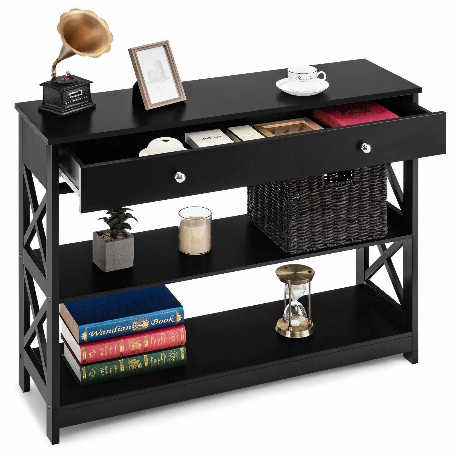 3-Tier Console Table with Drawers