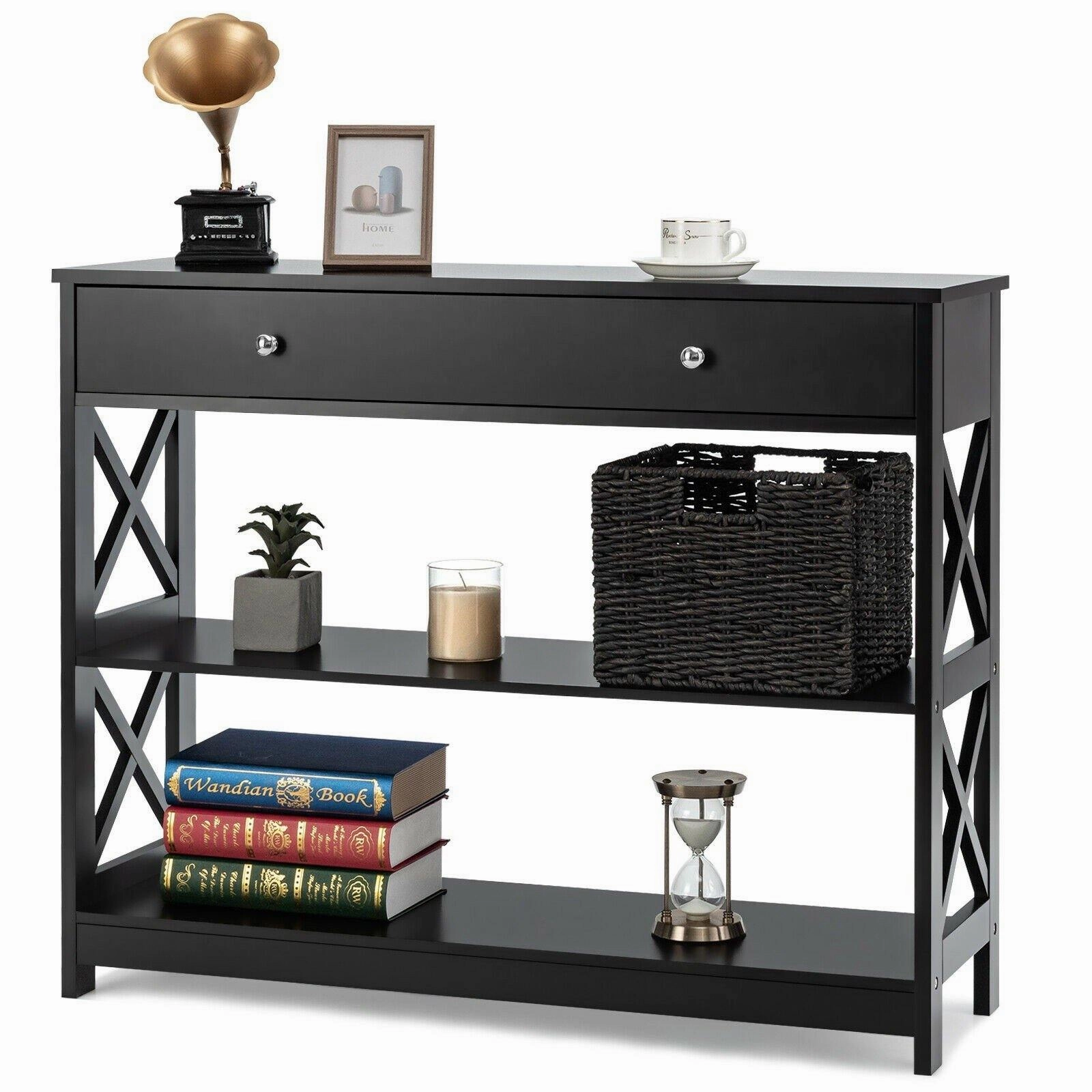 3-Tier Console Table with Drawers