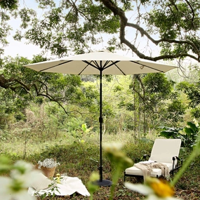 3M LED Light Aluminium Frame Garden Parasol with Tilt Crank , Beige