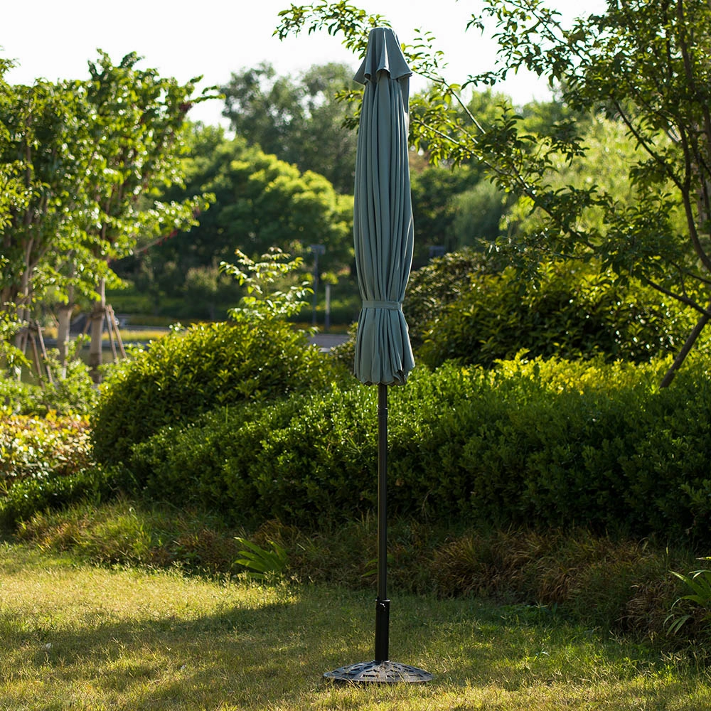 3M LED Light Aluminium Frame Garden Parasol with Tilt Crank , Grey