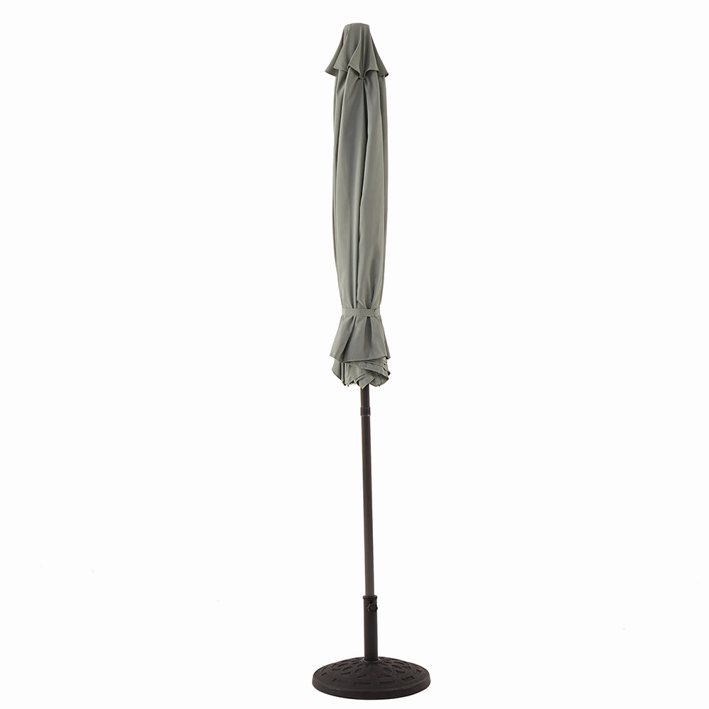 3M LED Light Aluminium Frame Garden Parasol with Tilt Crank , Grey