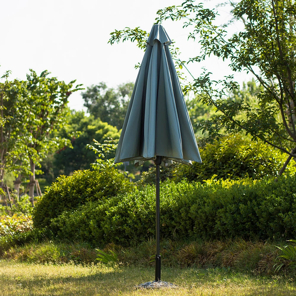 3M LED Light Aluminium Frame Garden Parasol with Tilt Crank , Grey