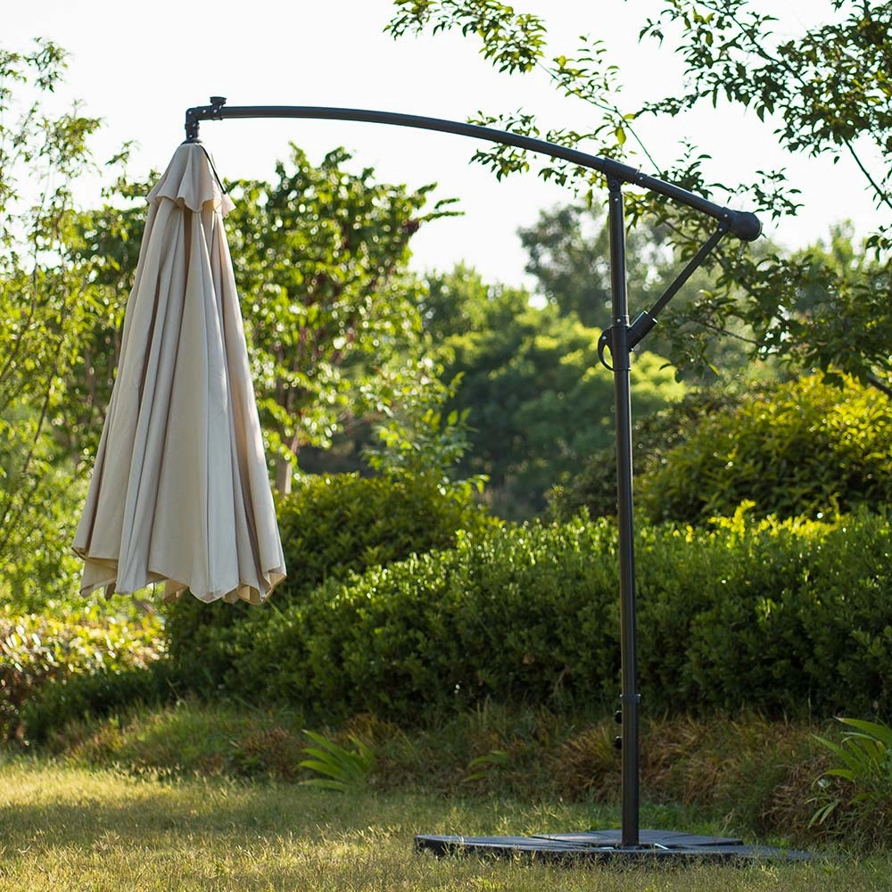 3M LED Light Cantilever Garden Leanover Parasol, Beige