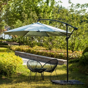 3M LED Light Cantilever Garden Leanover Parasol, Grey
